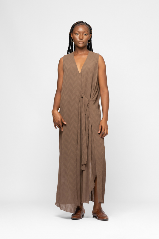 87Origins Tie Waist Maxi in Brown
