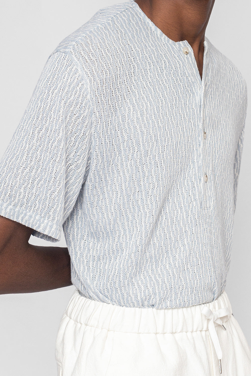 OPEN-KNIT HENLEY SHIRT