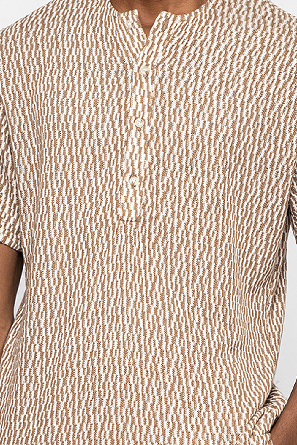 OPEN-KNIT HENLEY SHIRT