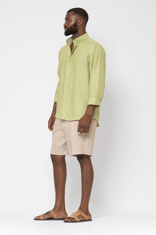 BUTTON-DOWN COLLAR LINEN SHIRT
