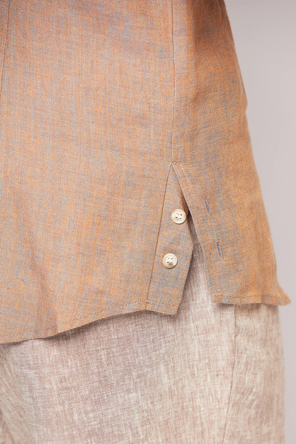 LINEN GRANDAD COLLAR SHIRT