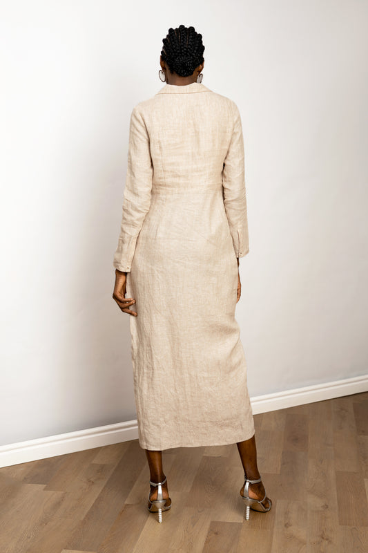 LINEN TWIST FRONT DRESS