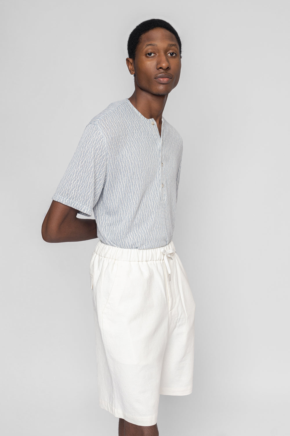 OPEN-KNIT HENLEY SHIRT