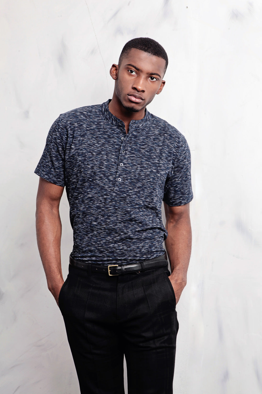 SPACE DYED HENLEY