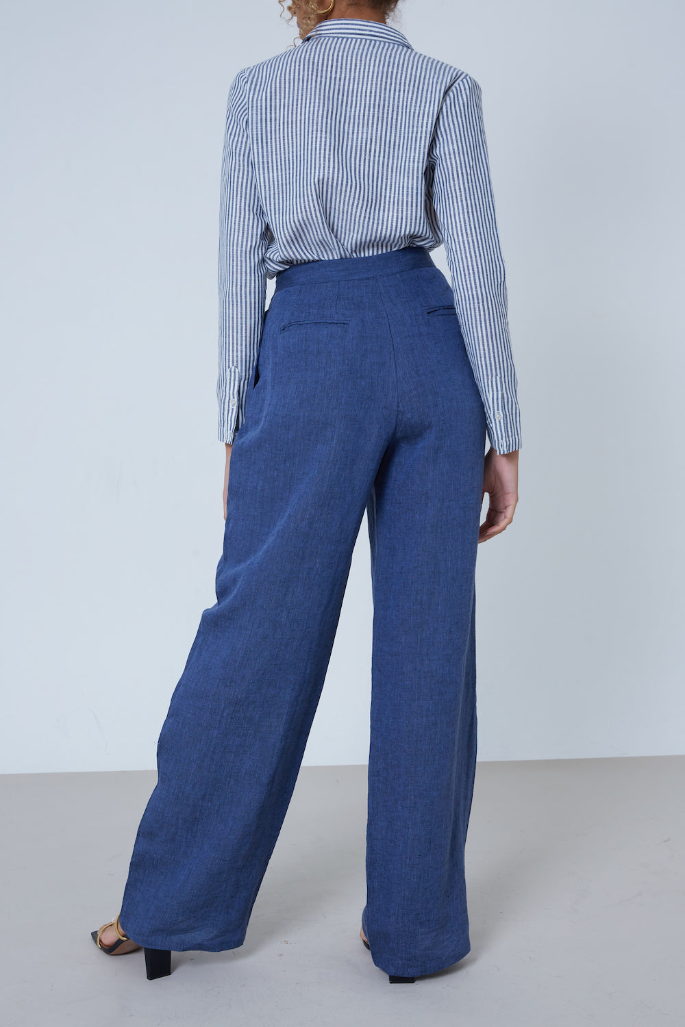 87Origins Navy Blue Linen Trousers