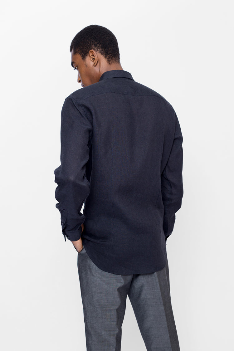 BUTTON-DOWN COLLAR LINEN SHIRT