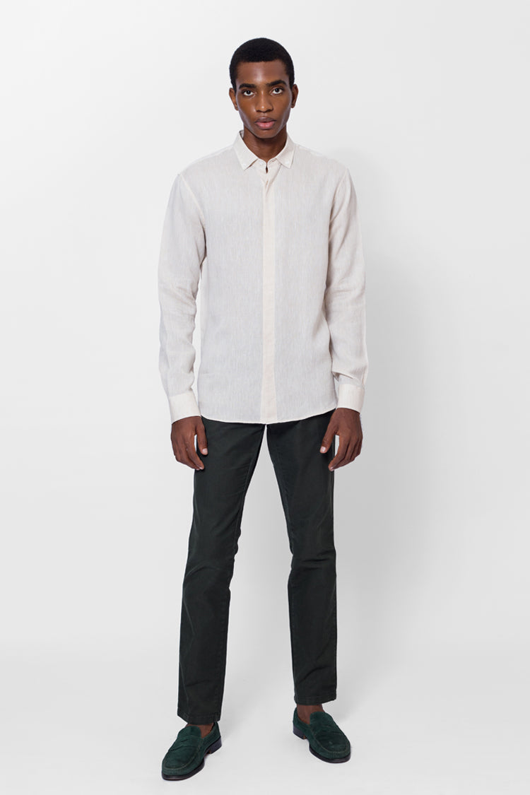 BUTTON-DOWN COLLAR LINEN SHIRT