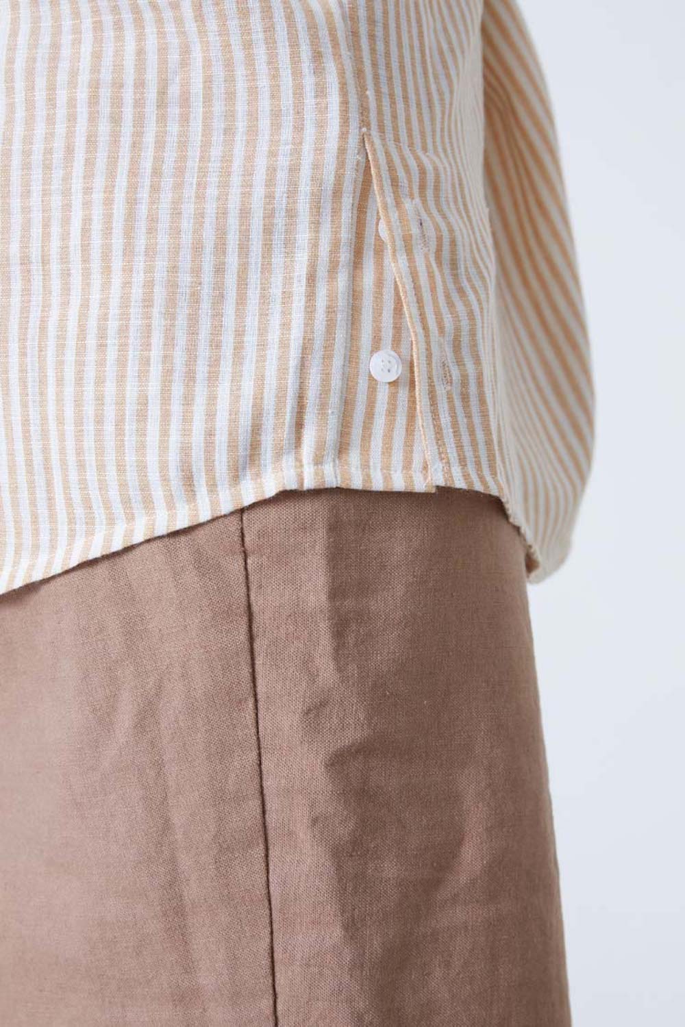 STRIPED COLLARLESS SHIRT
