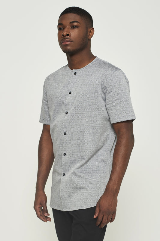 COLLARLESS SHORT SLEEVE SHIRT