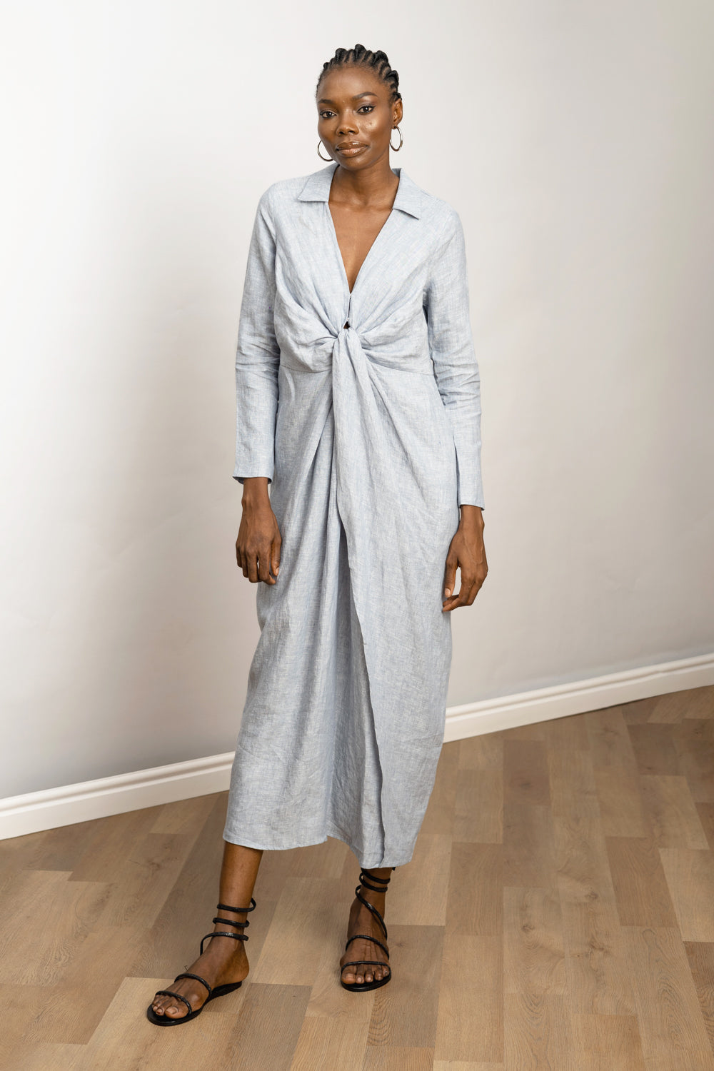LINEN TWIST FRONT DRESS – 87ORIGINS