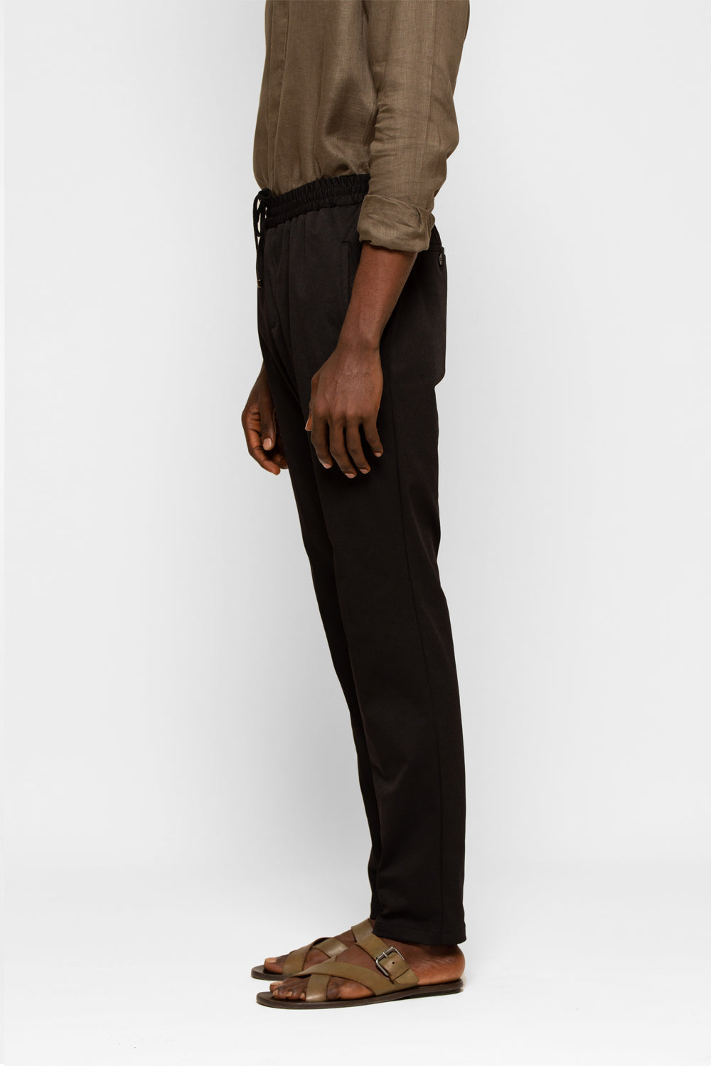 Black Drawstring-waist wool-blend jersey trousers | Moncler | MATCHES UK