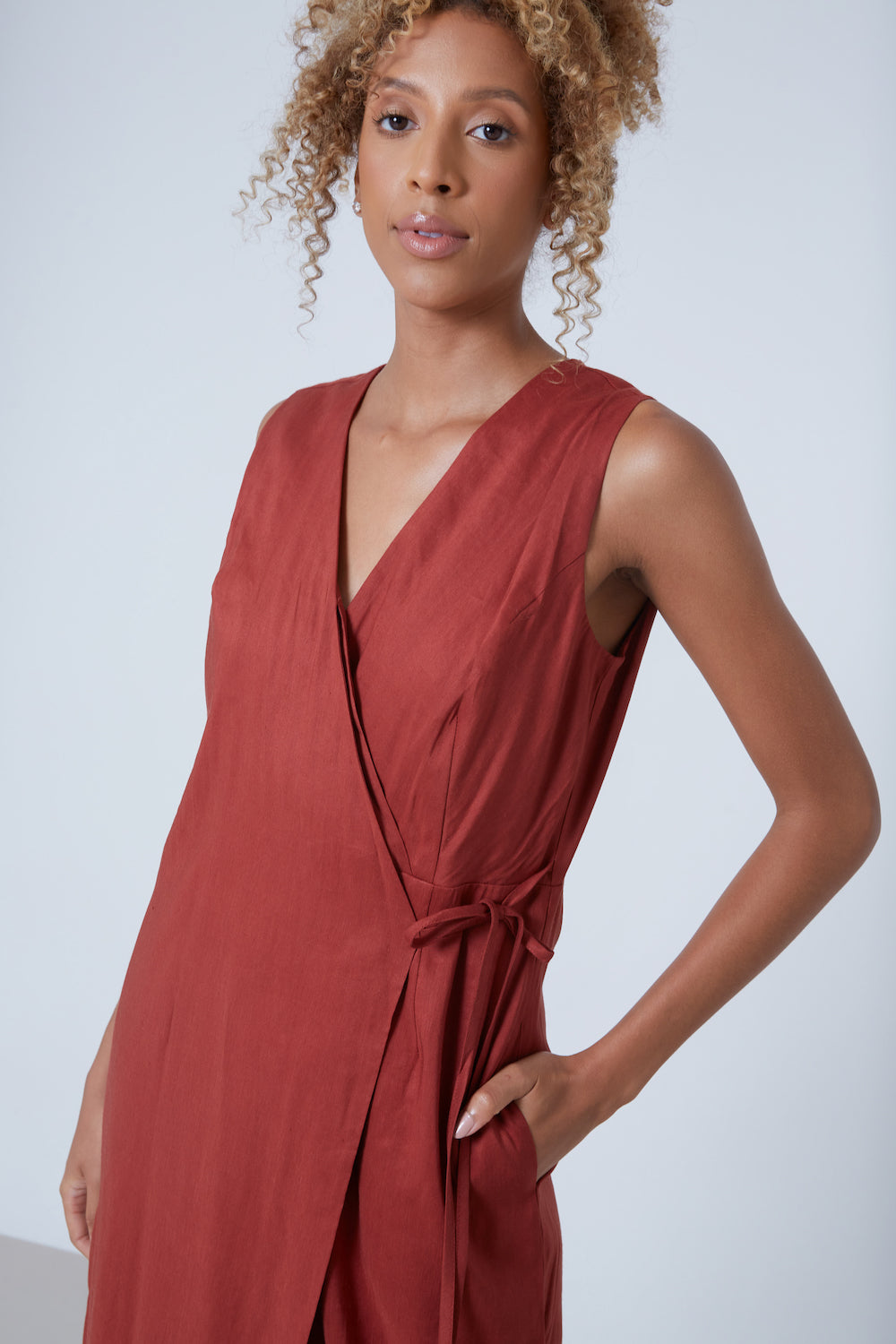 Wrap cheap linen jumpsuit