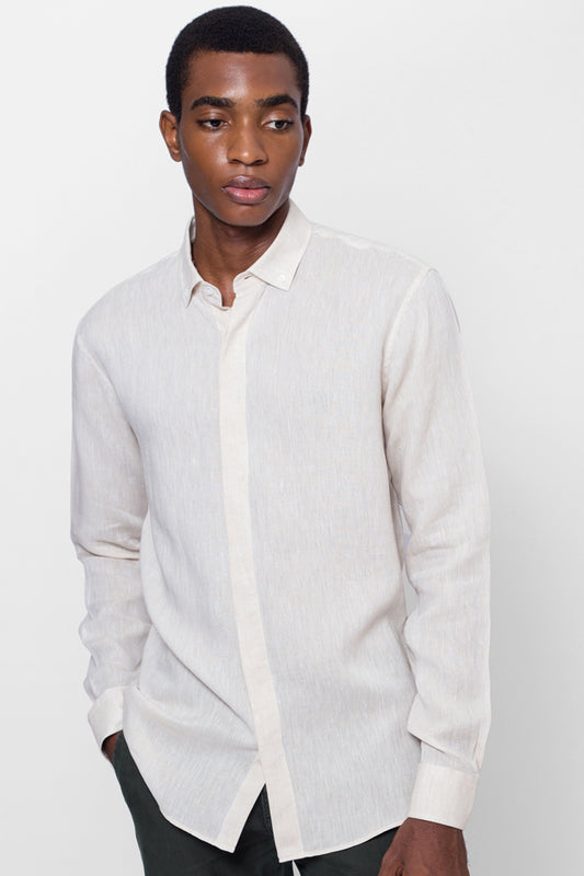 BUTTON-DOWN COLLAR LINEN SHIRT