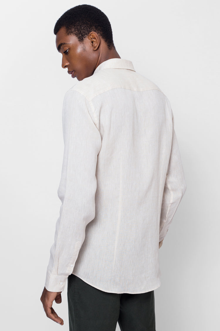 BUTTON-DOWN COLLAR LINEN SHIRT